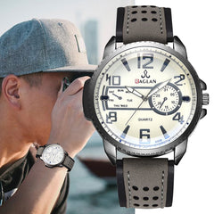 Men Watch Quartz High Quality Leather Blu Ray Glass Clock Watch Mens new arrival in men wrist watches relogios masculinos