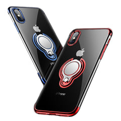 Ultra Thin Transparent Phone Case For iPhone XS MAX XR X 8 7 6 6S Plus Car Magnetic Cases Finger Ring Holder Cover Coque