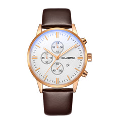 DISU Men Watches Faux Leather Blue Ray Glass Quartz Analog watch mens wrist watches day date relogios masculino