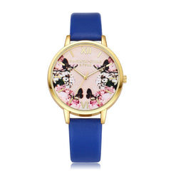 High Quality Women Watches Colorful Pattern Dial Ladies Quartz Wristwatch Simple Leather Strap Clock Casual Relogio Feminino@50