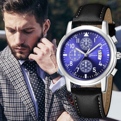 DISU Men Wrist Watch New Fashion Luxury Leather Band Analog Quartz Diamond watch man wrist watches day date mens watches