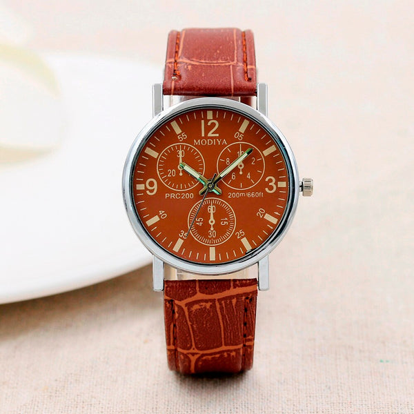 Men Watch Six Pin Quartz Blue Glass Belt Watch Mens Reloj Hombre 2019 men wristwatch clock relogio masculino