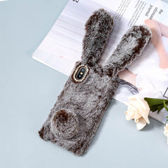 TIKIITAKA Plush Warm Phone Case for iPhone XS Max XR X Case 3D Rabbit Ears Furry fluffy Fur Cover for iPhone 6 6S 7 8 Plus Cases
