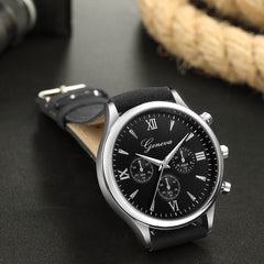 DISU Men Watches Luxury Fashion Faux Leather Blue Ray Glass Quartz Analog watch man watches mens 2019 men wristwatch