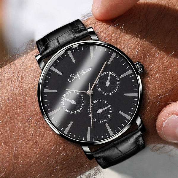 Men Watches Leather Band Sports Clock Analog Quartz Wristwatch Mens Relojes Hombre 2019 erkek kol saati zegarek meski
