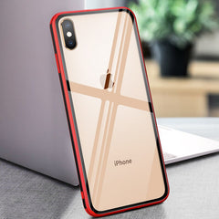 Transparent Glass Case For iPhone 8 Plus 7 6 6s XS Max XR X Colorful Case Ultra Thin Soft Edge Shockproof Cover Coque