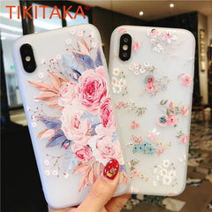 Fashion Flower Silicon Phone Case For iPhone 7 8 Plus Rose Floral Leaves Cases For iPhone X 7 6 6S Plus 5 5S SE Soft TPU Cover