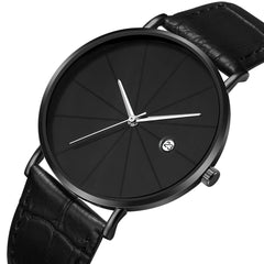 DISU Men Watches Leather Blue Ray Glass Quartz Analog With Calen wristwatch mens unique watch for men relogios masculino