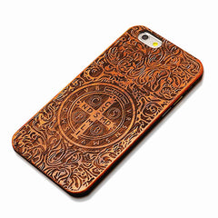 Retro Nature Embossed Wood Phone Cases For iPhone 5 5s SE 6 6s 7 8 Plus Funda Novel Carving Wooden Case PC Cover Hard Shell Capa