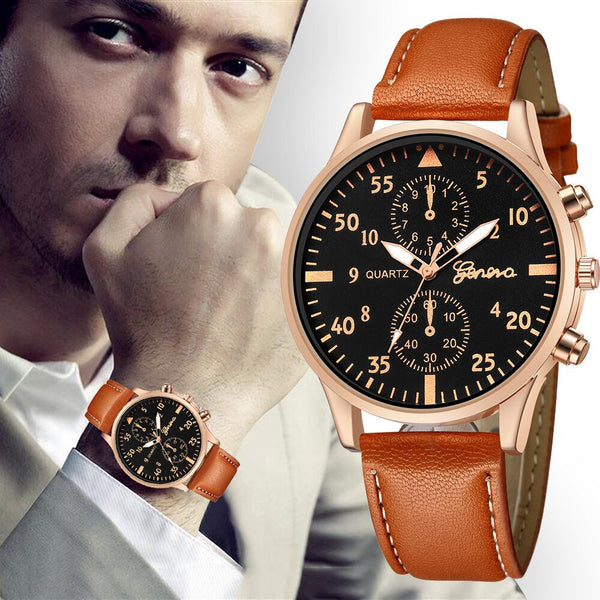 DISU Men Wrist Watch Leather Military Alloy Analog Quartz  Business watches men watches mens 2019 relogios masculino