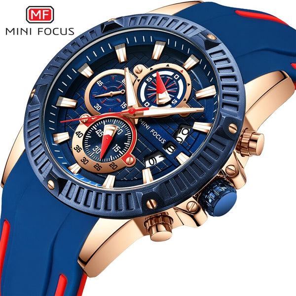 MINIFOCUS Fashion Sports Watch Men Waterproof Silicone Wrist Watches Men Luxury Brand Men's Watches Quartz Watches Male Clock