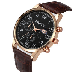 DISU Men Wrist Watch Retro Design Leather Band Analog Alloy Quartz watch man vintage men wristwatch clock relogios masculino