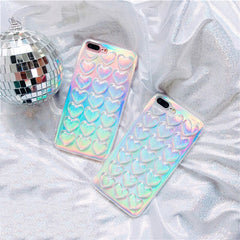 Fashion Gradient Laser Case For iPhone 6 Plus Case Colorful Soft Love Heart Mobile Phone Bag For iPhone 6 6s Plus With Lanyard