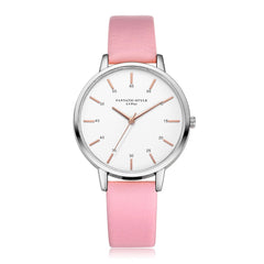 Hot Sale Women Watches Silver Border Scale Disc Ladies Quartz Wristwatch Solid Color Leather Strap Clock Fashion Reloj Mujer@50