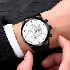 DISU Men Wrist Watch Leather Band Quartz Analog watch man watches mens 2019 relogio masculino