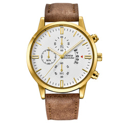 Men's Wristwatch Sport Stainless Steel Case Leather Band Quartz Analog Watch Man relojes hombre 2019 erkek kol saati