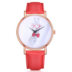 Women Watches Exquisite Cute Deer Pattern Dial Ladies Casual Quartz Wristwatch Simple Leather Strap Clock Dress Reloj Mujer @50