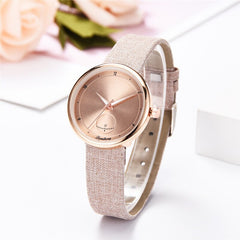 Beat Selling  Women's Watches Fashion  Golden Border Dial Ladies Quartz Wristwatch  Leather  Strap Clock Simple Reloj Mujer @50