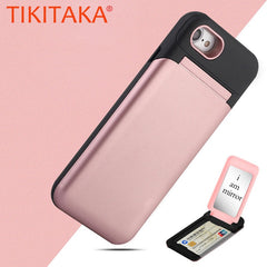 Mirror Flip Case For iphone X 8 7 6 6s Plus Fundas Multifunction Wallet Stand Holder Cover Makeup Phone Cases + Card Slots Coque