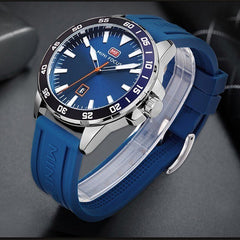 MINIFOCUS Army Military Watch Men Fashion Men's Watches Quartz Watches For Men Clock Luxury Brand Blue Rubber Strap Date Display
