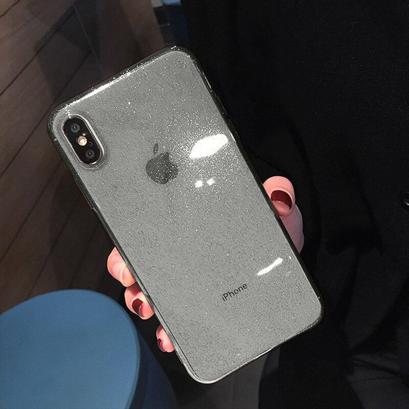 Glitter Solid color Soft TPU Back Cover For iPhone 11 Pro X 6 6S 7 8 plus Case Transparent Phone Case for iphone XR XS Max Cover