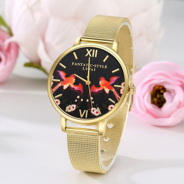 Unique Women's Watches Cute Flamingo Pattern Ladies Quartz Wristwatch Alloy Strap Clock  Relogio Feminino@50