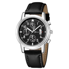 DISU Men Wrist Watch New Fashion Luxury Leather Band Analog Quartz Diamond watch man wrist watches day date mens watches