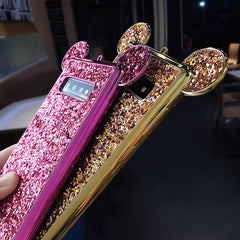 Glitter Powder Sequins Mouse Ear Cases For Samsung Galaxy S9 S10 Plus S10 S10e Electroplated Soft Silicone Shockproof Cover Case