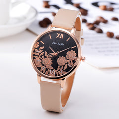 High Quality Women's Watches Plant Pattern Dial Ladies Fashion Quartz Wristwatch Leather FanTeeDa Casual Clock Reloj Mujer @50