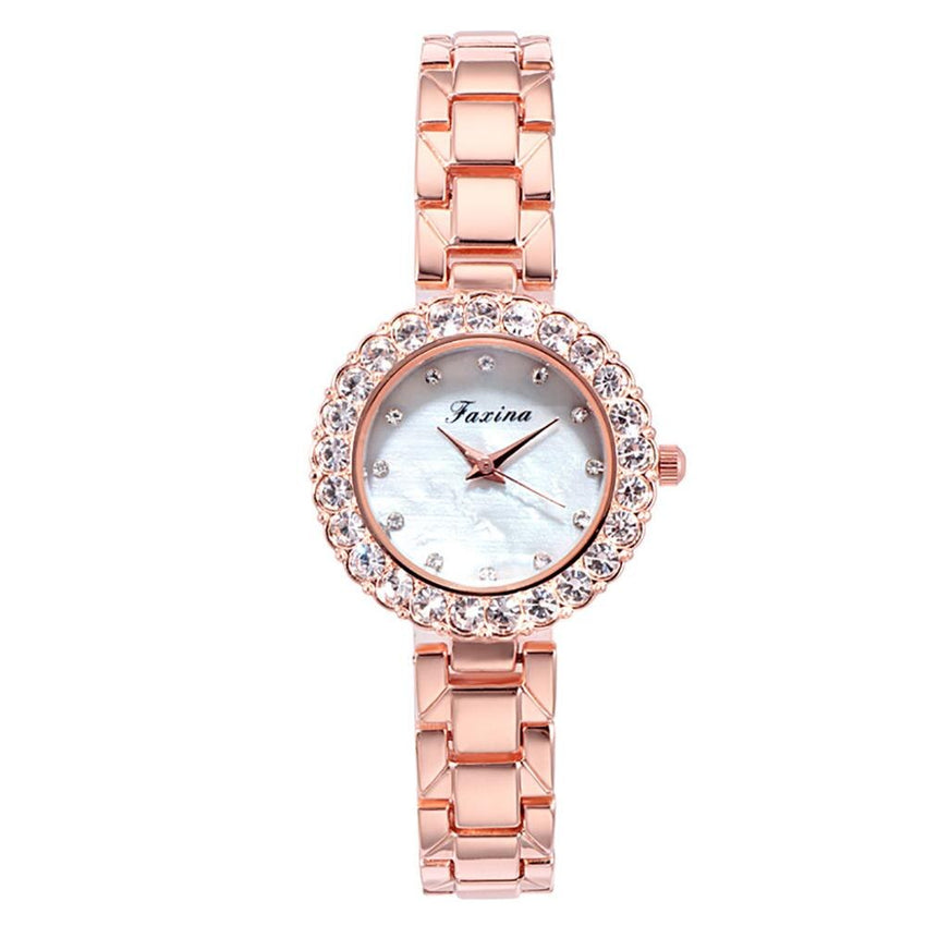 Rose Small And Exquisite Women's Models With Rhinestone Ladies Watches Fashion Luxury Wristwatch Clock Durable Watch Saat@50