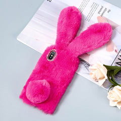 TIKIITAKA Plush Warm Phone Case for iPhone XS Max XR X Case 3D Rabbit Ears Furry fluffy Fur Cover for iPhone 6 6S 7 8 Plus Cases