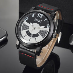 SOKI Men's Wrist Watches 2019 NEW Sport Quartz Leather Watch Man zegarek meski Men Wristwatch Clock relogios masculinos