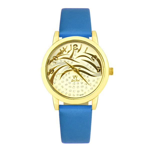 Small Disc With Floral Pattern Simple Style Women's Watches Temperamental Wristwatches Luxury Orologio Donna @50