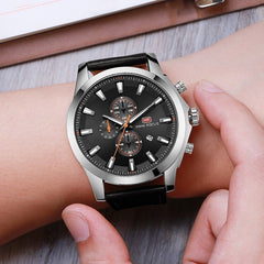MINI FOCUS Fashion Chronograph Men Watch Sport Waterproof Men's Watches Quartz Watches Man Clock Wristwatch Luxury Brand Leather