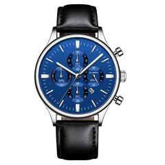 Men's Watch Fashion Sport Stainless Steel Case Leather Band Quartz Analog Wrist Watch Man Reloj Hombre 2019 relogios masculinos