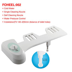 FOHEEL Non-Electric Toilet Seat Bidet Hot Cold Water Bathroom Muslim Shattaf Washing Bidet Sprayer Self-Cleaning Nozzle