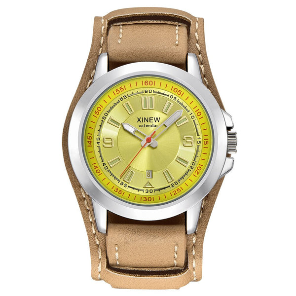 DISU Men Watch Military Quartz Leather Sports Wristwatch Mens wrist watches day date relogio masculino