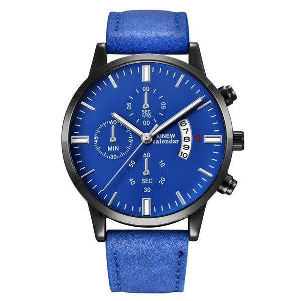 Men's Wristwatch Sport Stainless Steel Case Leather Band Quartz Analog Watch Man relojes hombre 2019 erkek kol saati
