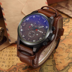 Men's Watch Fashion Three Eyes Calendar Leather Strap Quartz Watch Man Reloj Hombre 2019 Men Wristwatch Clock relogio masculino