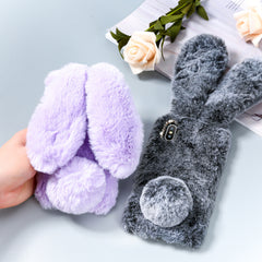TIKIITAKA Plush Warm Phone Case for iPhone XS Max XR X Case 3D Rabbit Ears Furry fluffy Fur Cover for iPhone 6 6S 7 8 Plus Cases