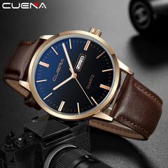 Mens Watch Luxury Faux Leather Blue Ray Glass Analog Calen Quartz Watch Watches Mens 2019 Men Wristwatch Clock relogio masculino