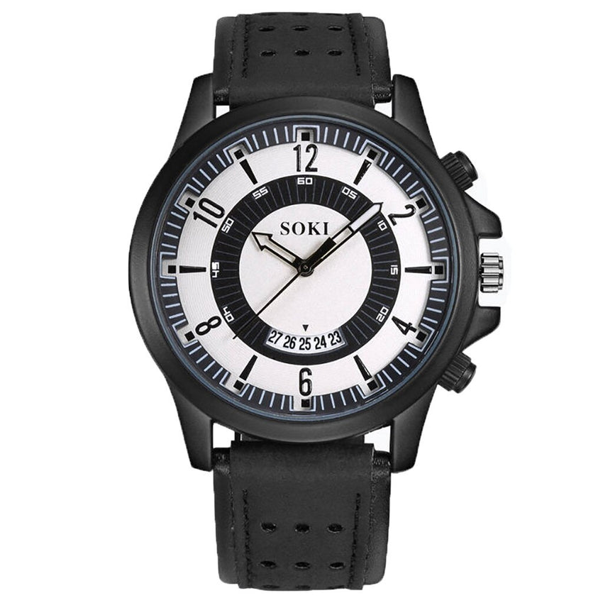 SOKI Men's Watches Fashion Big Dial Calendar Scrub Belt Military Watch Mens relojes hombre 2019 relogios masculinos