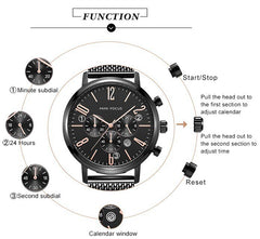 MINI FOCUS Fashion Sport Watches For Men Watch Waterproof Silver Stainless Steel Men's Wrist Watches Quartz Watches Luxury Brand