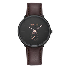 YOLAKO Men's Watch Luxurious Business Leather Belt Simple Mirror Quartz Wristwatch Mens new arrival in men wrist watches