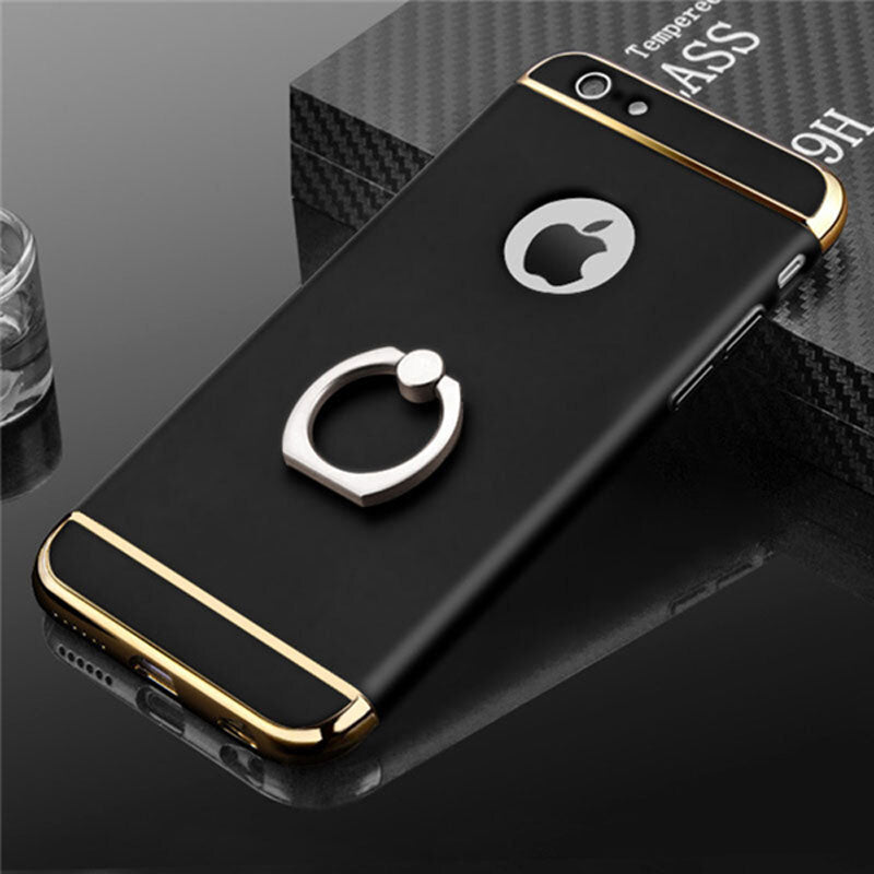 360 Degree Full Protect  Armor Phone Case For iPhone X XS XR XS Max 6 6s 7 8 plus Plating Matte Hard PC Cover With Finger Ring