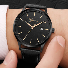 DISU Men Women Wrist Watch Sport Leather Band Quartz Analog watches men wrist watches day date relogios masculino