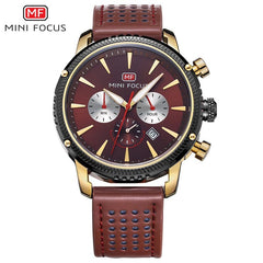 MINI FOCUS Famous Men Watches 2019 Luxury Brand Leather Watch Quartz Wrist Watch Male Chronograph Sport Watches For Men Clock