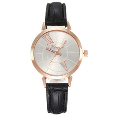 Luxury Women's Watches Leather Strap Fashion Ladies  Clock Scale Rose Gold Disc Quartz Wristwatch  Relogio Feminino@50