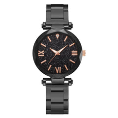 High Quality Women Watches Starry Sky Dial Ladies Quartz Wristwatch Monochrome Alloy Strap Clock Fashion Gift Zegarki Damskie@50