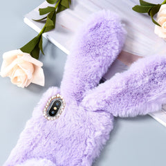 TIKIITAKA Plush Warm Phone Case for iPhone XS Max XR X Case 3D Rabbit Ears Furry fluffy Fur Cover for iPhone 6 6S 7 8 Plus Cases